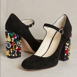 Anthropologie Jeweled Mary-Jane Heels